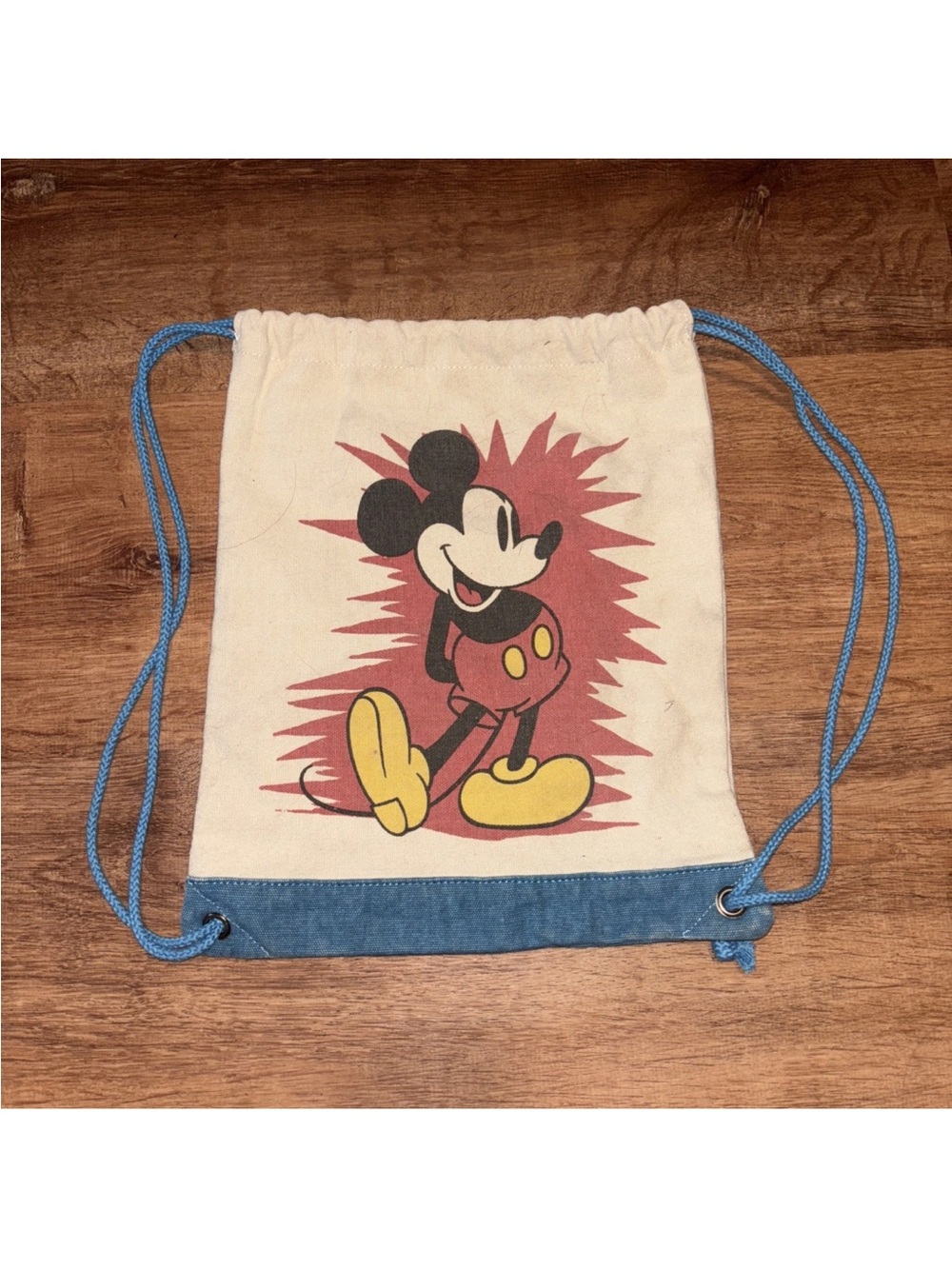 Disney X junk food canvas vintage Mickey Mouse rope cinch bag backpack